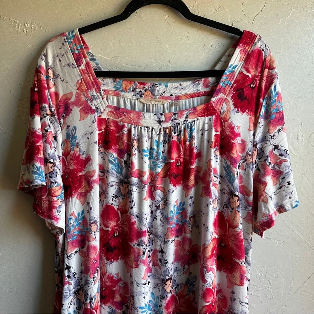 Soft Bamboo Knit Floral Lounge Dress Comfy Casual Cottagecore Soft Girl Stretchy